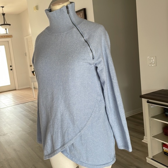 Soft Surroundings Sweater Women Small Knit Ice Blue Asymmetric Detail - Picture 5 of 10